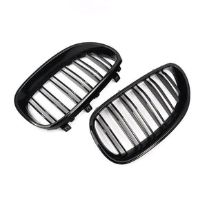 BMW 5 SERIES E60 E61 GLOSS BLACK M5 STYLE DOUBLE SLAT GRILL 03-10