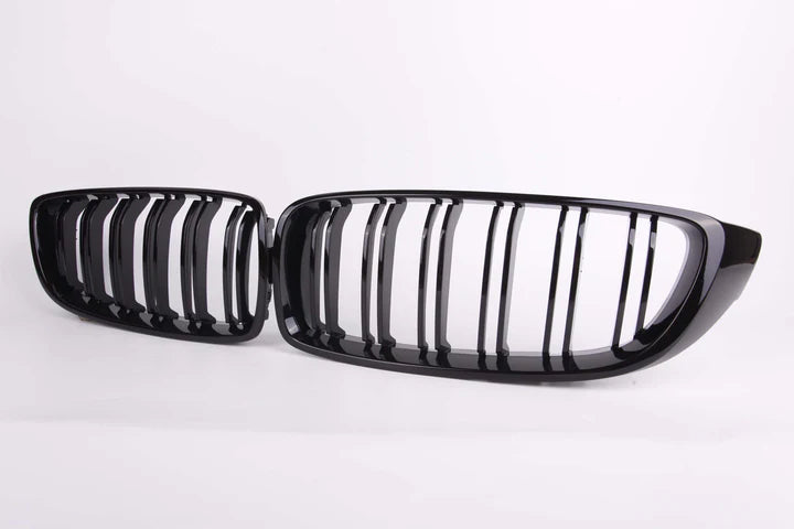 BMW 4 SERIES F32 F33 F36 GLOSS BLACK GRILLS DOUBLE SLAT 14-20