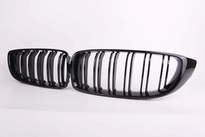 BMW 4 SERIES F32 F33 F36 GLOSS BLACK GRILLS DOUBLE SLAT 14-20